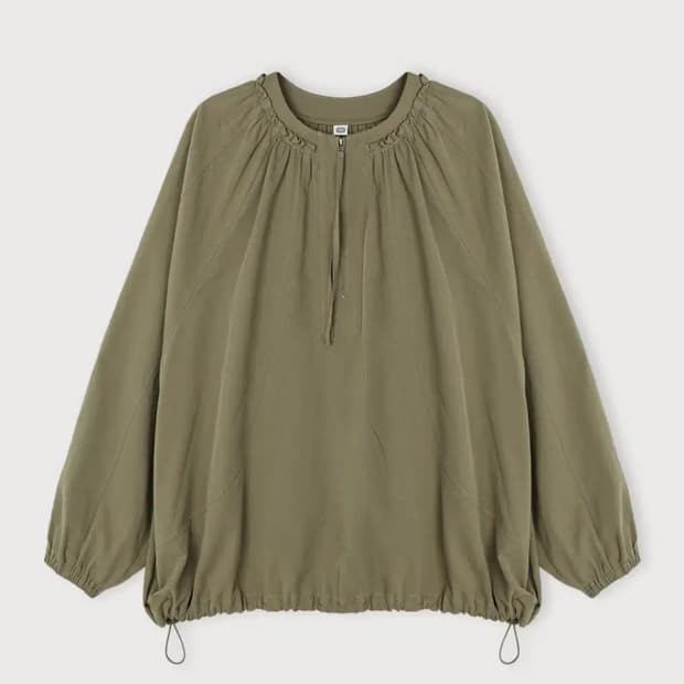 ethos 에토스 셔링 지퍼 블라우스 카키 새상품