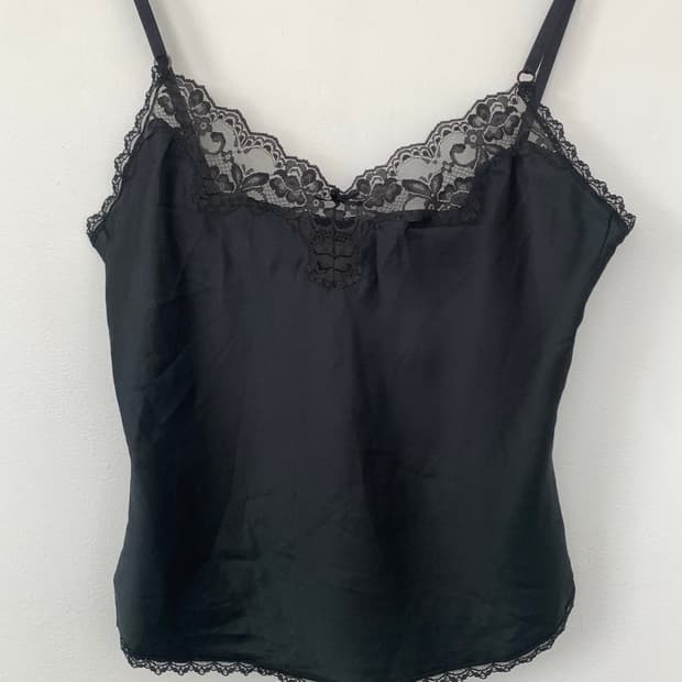 Black lace slip top 1