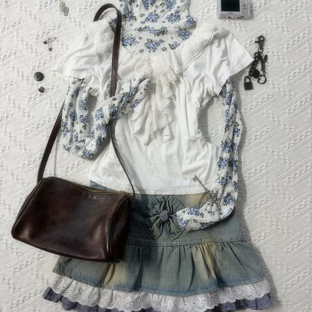 레이스 트리밍 걸리시 레이어드 3pcs SET