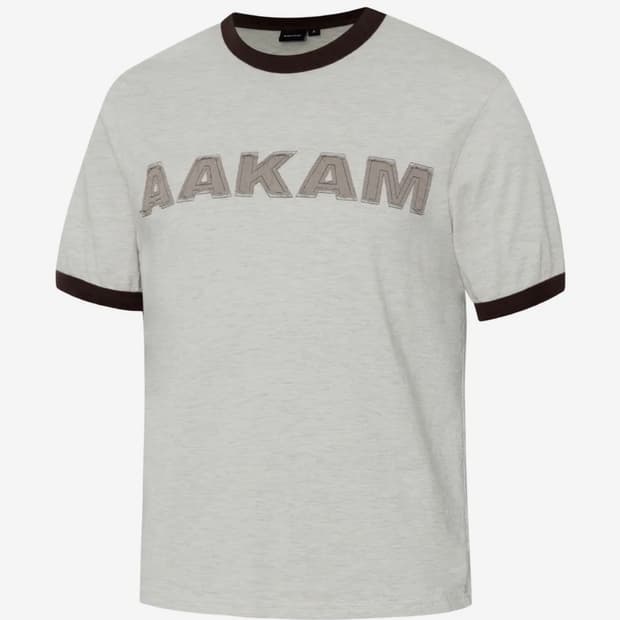 아캄 로고 패치 링거 탑 티셔츠 브라운 logo patch ringer
