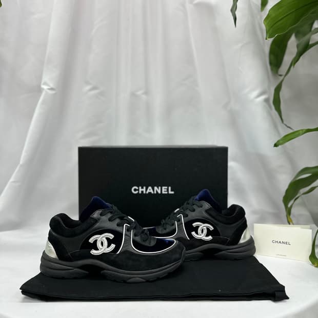 샤넬 CC로고 벨벳 스니커즈 36.5