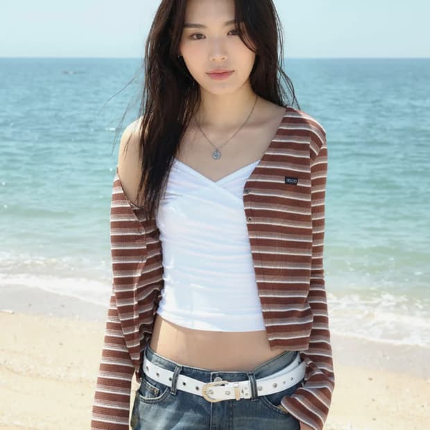 (새상품) 애즈온 Pola Stripe Cardigan(폴라 스트라이프)