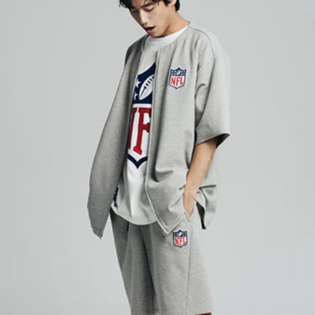 NFL 오버사이즈 트랙 숏 슬리브 반팔 집업 그레이