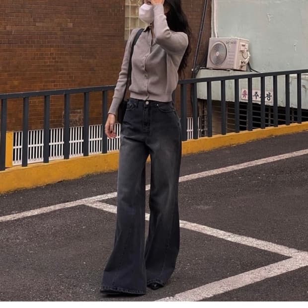 트리밍버드 부츠컷 데님 흑청 S