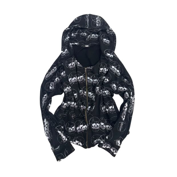 Gland news skull hooded zip -up