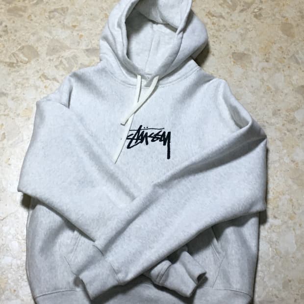 스투시 스탁 로고 아플리케 애쉬 헤더 블랙