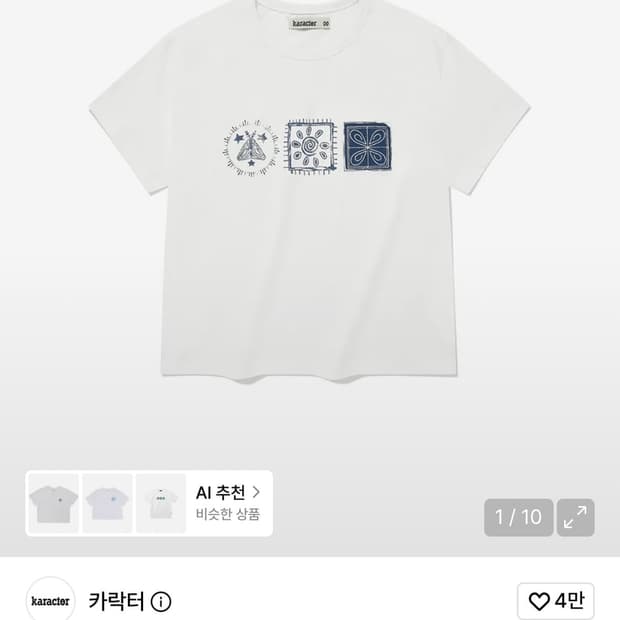 카락터 (W) Stamp crop half T-shirts
