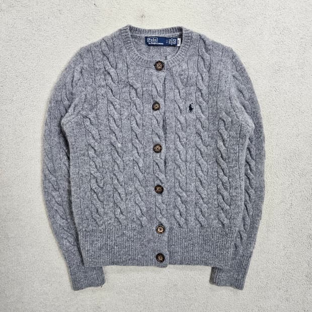 폴로 랄프 로렌 신형 QR 울 캐시미어 케이블 가디건 S