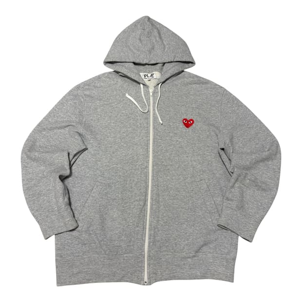 일본판)꼼데가르송 그레이 레드와펜 후드 집업