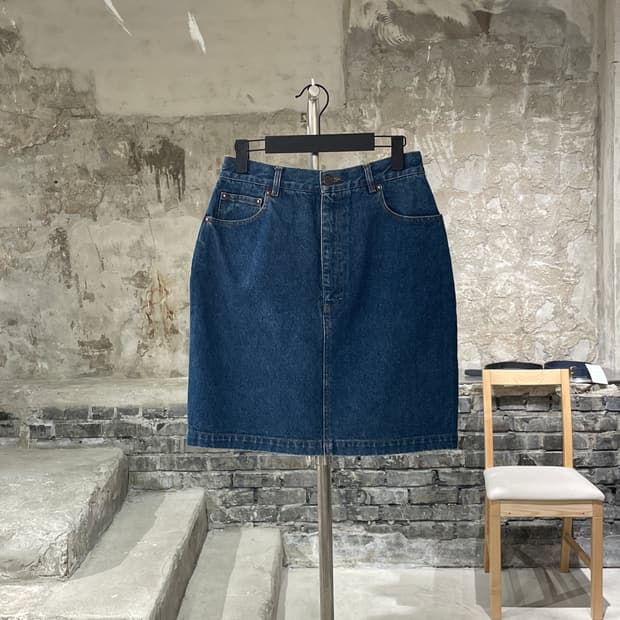 폴로 랄프로렌 중청 데님 미디스커트