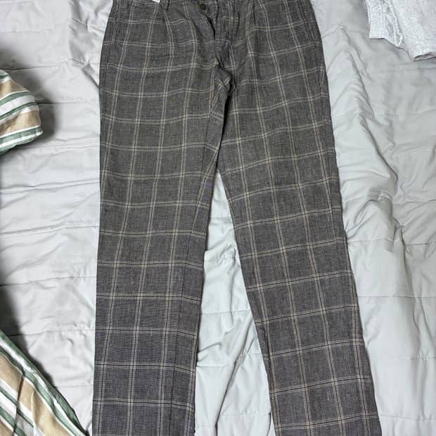 인코텍스 슬림핏 체크팬츠