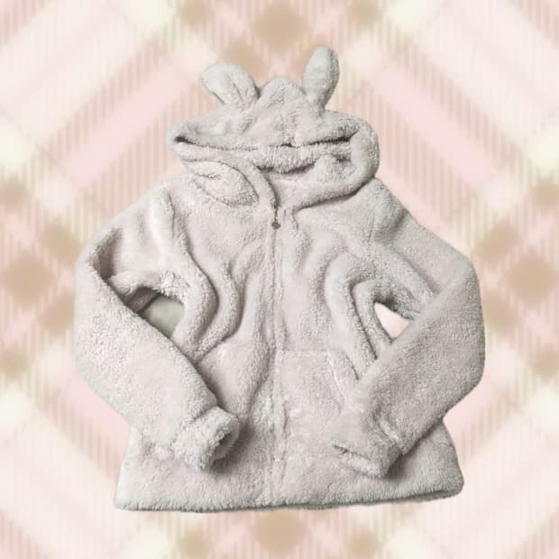 핑크 우사미미 뽀글이 후드집업 라떼 히메 갸루 러블리 로걀 젤라또피케