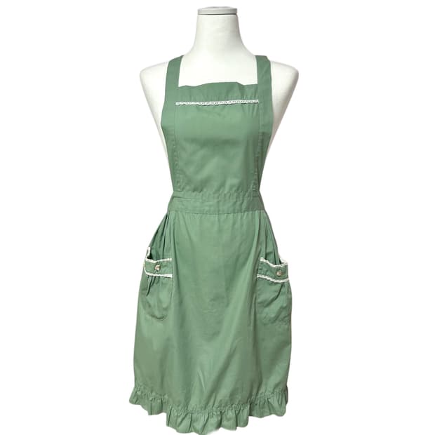 일본빈티지 모리걸 에이프런 앞치마 꽃자수