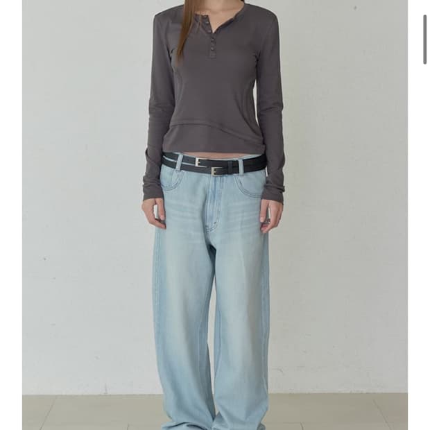 오데스 릴렉스트 세미 배기 데님 아이스 블루 2사이즈