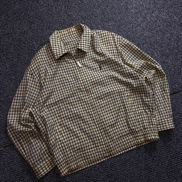 90s 입생로랑 자수로고 아카이브 미니멀 체크 자켓 1590