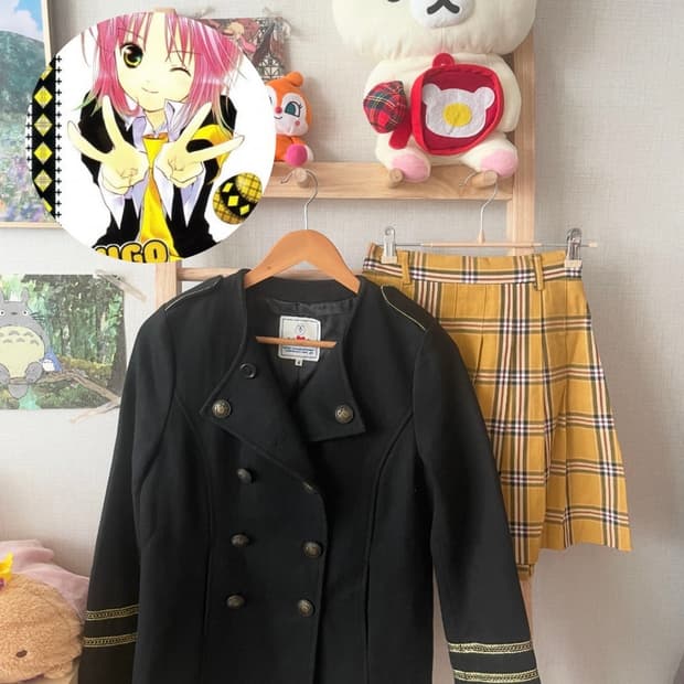 모리걸 빈티지 캐캐체 아무 코디 set 💛🖤✨