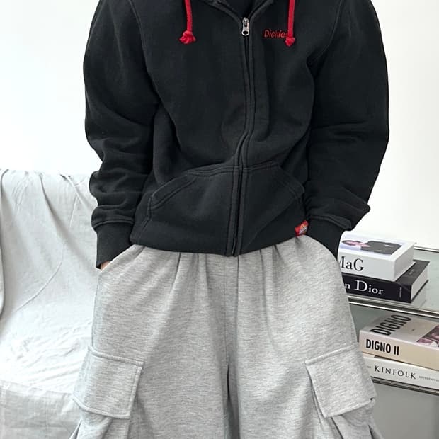 디키즈 스펠아웃 차콜 후드집업 M