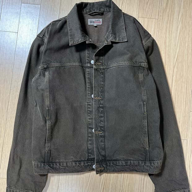 스투시 데님 트러커 자켓 머쉬룸