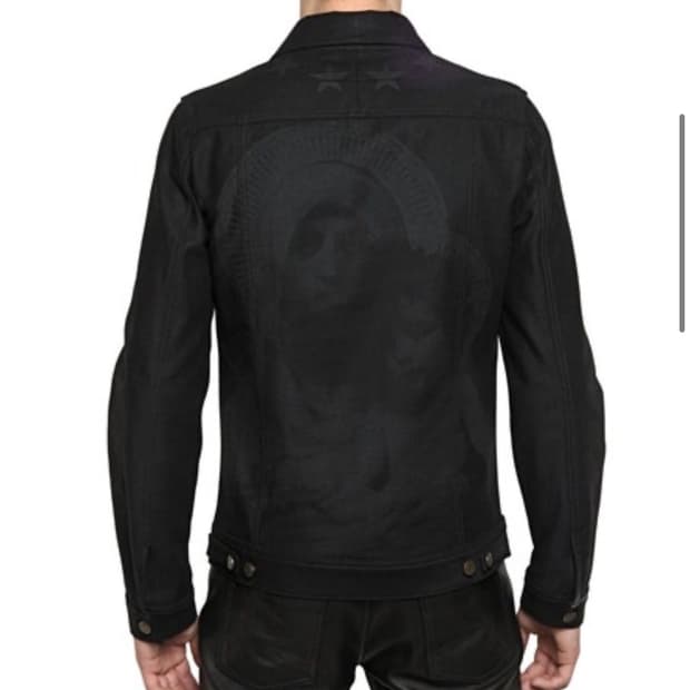 지방시 리카르도 티시 마돈나 스타 데님 흑청 트러커 자켓 s사이즈