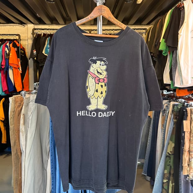 고인돌 가족 플린스톤 프린팅 티셔츠