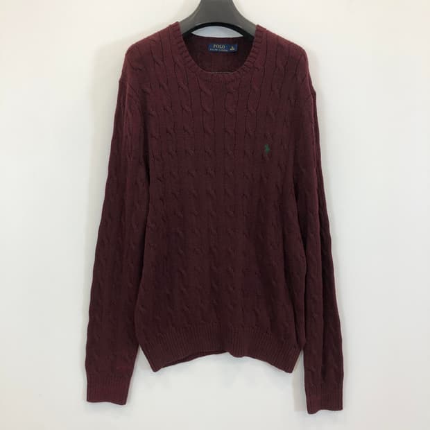 폴로 랄프로렌 버건디 케이블니트 XL 110