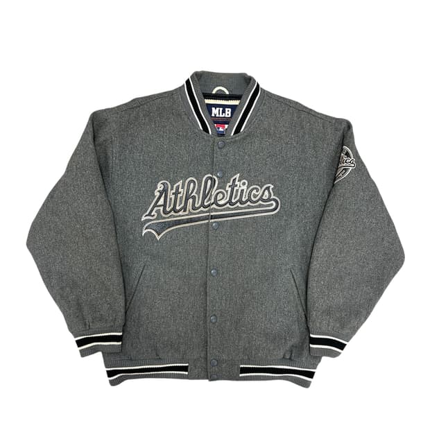 MLB 오클랜드 누빔 모직 바시티자켓(100)