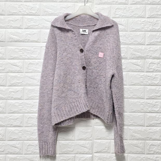 택포_ Lee 카라 니트 가디건 핑크 Free