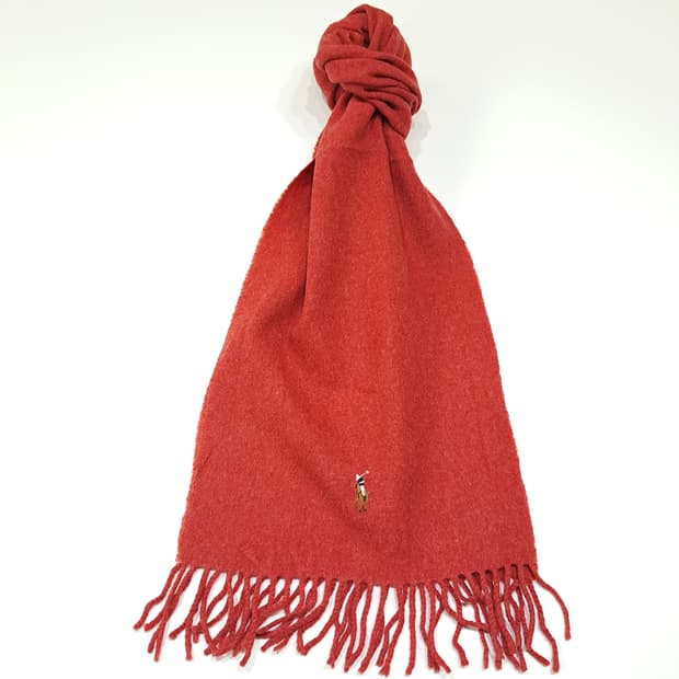 MX609 폴로 90s 이태리판 램스울 포니자수 레드 머플러 목도리