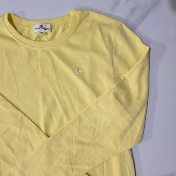 Courrèges/옐로우 라운드 긴팔티