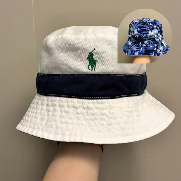 (S~M)POLO 폴로랄프로렌 리버시블 양면 버킷햇 벙거지모자