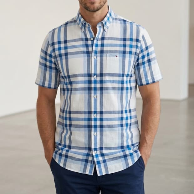 [105]타미힐피거 반팔 체크셔츠