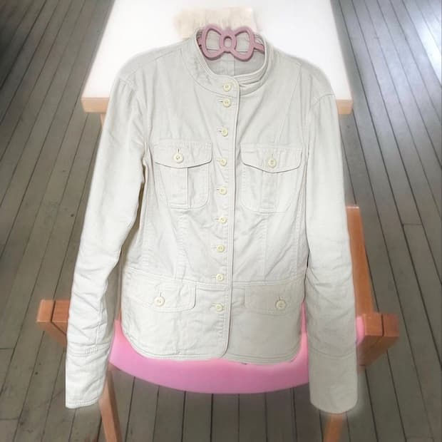 빈티지 아이보리 코튼 버튼 자켓