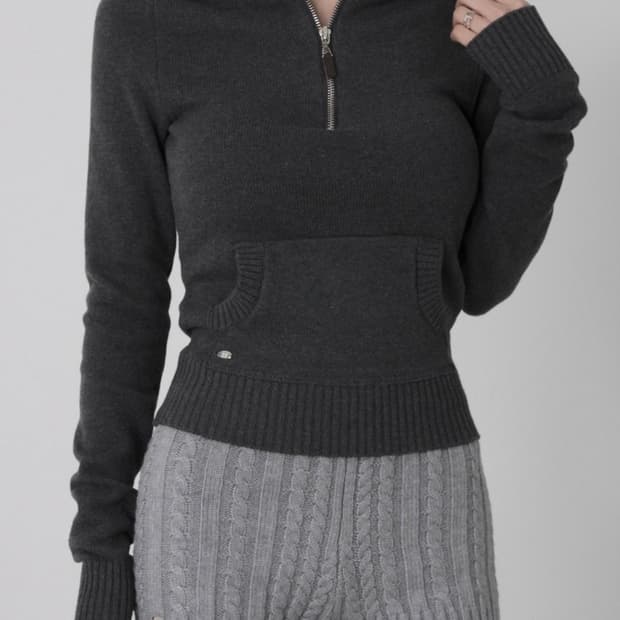 페일제이드 Half Zip-Up Knit T 차콜 집업니트티