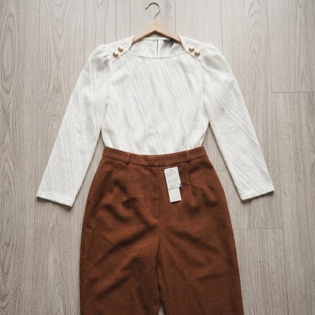 [새상품/일본] AGASA 레나운 브라운 핀턱 와이드 슬랙스 (72-7