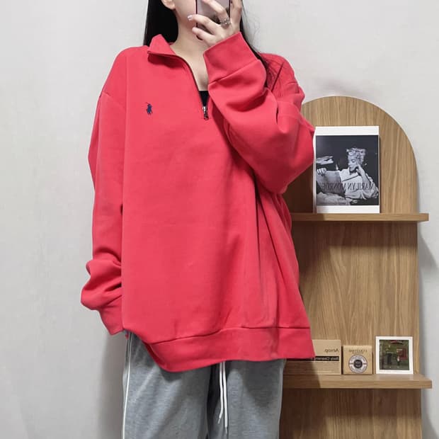 [정품] 폴로 플럼 / 네이비포니 오버핏 반집업 [ XXL ]