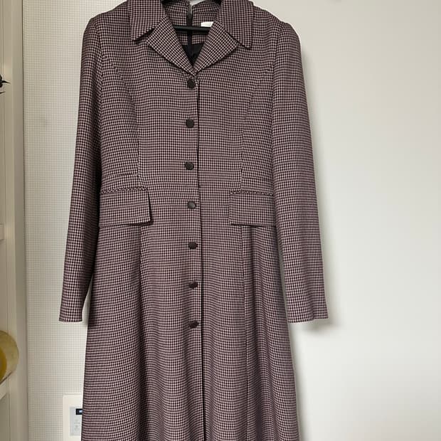 LINE 체크 패턴 롱 원피스 66사이즈 판매