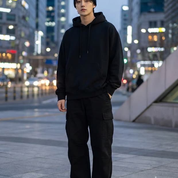 MELANGE MASTER(멜란지 마스터) 블랙 스웨트 후드티