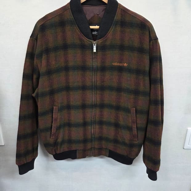 아디다스 올드스쿨 90s 빈티지 체크 울 자켓 95