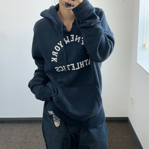 Abercrombie 아베크롬비 스펠아웃로고 네이비 후드티