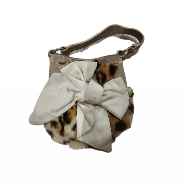 블루마린 레오파드 리본 미니 백