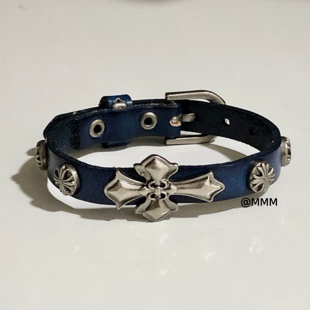 [Unisex] 크롬 크로스 가죽 팔찌