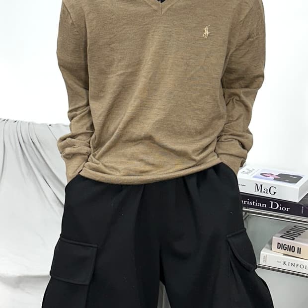 폴로 랄프로렌 브라운 메리노울 신형 니트 XL
