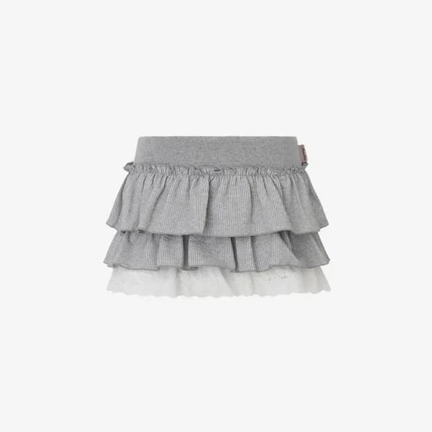 뉴얼린 버블 레이스 미니 스커트 그레이