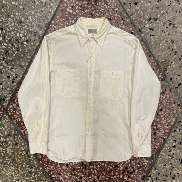 버즈릭슨 화이트 샴브레이셔츠 (15.5)