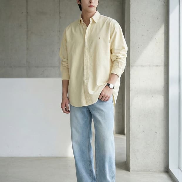 폴로 랄프로렌 옐로우 옥스포드 셔츠