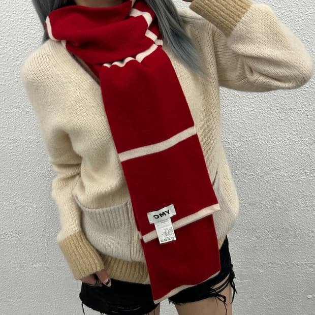 YMC 레드 크리스마스 울 머플러