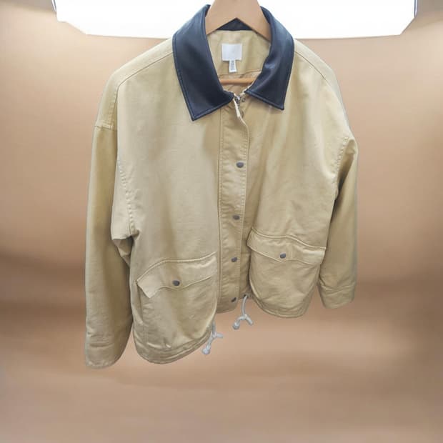 H&M 카라 배색 헌팅 자켓 베이지