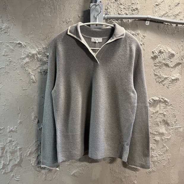 F 타임 TIME 포스트모던 캐시미어 하프집 니트 그레이