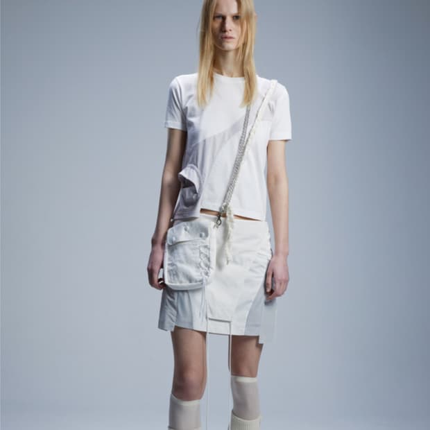 Ojos 2022 ss mesh skirt light grey