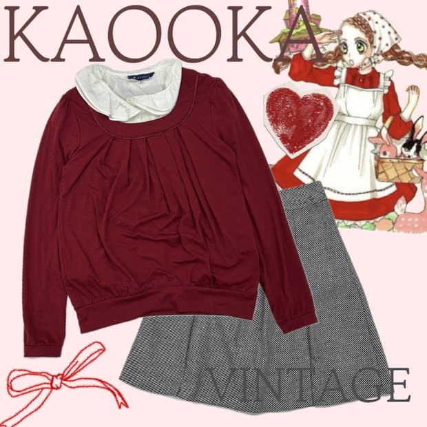 ♥️ 슈슈룬 쇼콜라 레드 포인트 코디세트♥️ 리본 블라우스 러블리